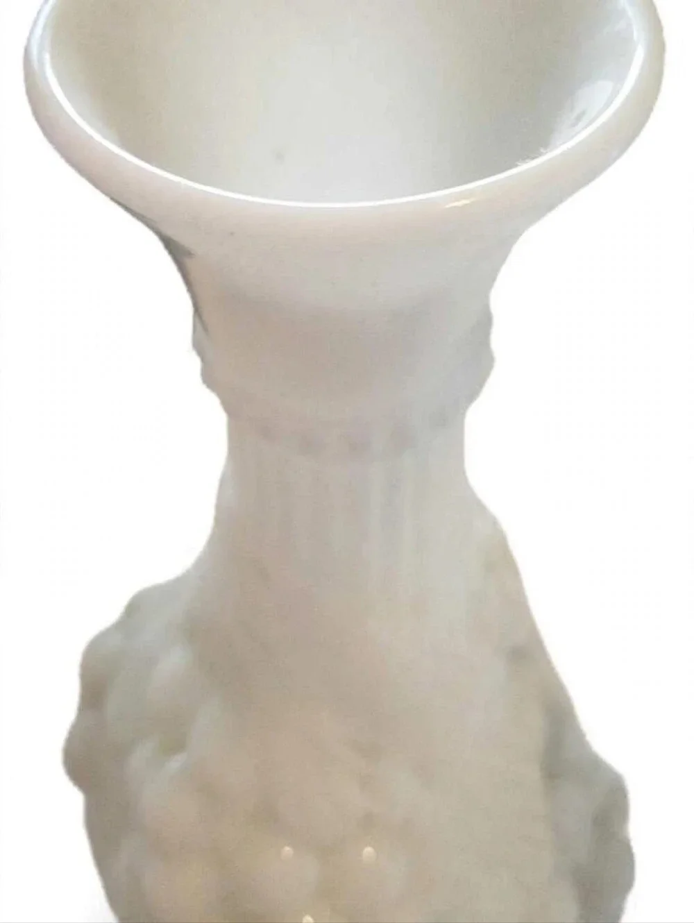 Vintage Indiana Glass Harvest Grape White Milk Glass Pitcher & Vase Set 1970s